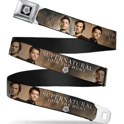 Winchester Logo Full Color Black White Seatbelt Belt - Dean, Sam & Castiel SUPERNATURAL JOIN THE HUNT Webbing