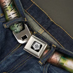 Winchester Logo Full Color Black White Seatbelt Belt - SUPERNATURAL-JOIN THE HUNT/Winchester Brothers Clouds Webbing
