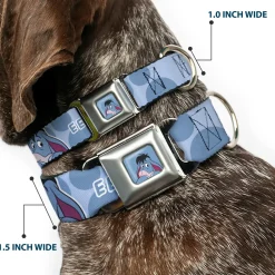 Winnie the Pooh Eeyore Expression Close-Up Blue Seatbelt Buckle Collar - Winnie the Pooh Eeyore Text and Expression Close-Up Dot Blues