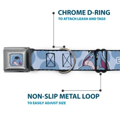 Winnie the Pooh Eeyore Expression Close-Up Blue Seatbelt Buckle Collar - Winnie the Pooh Eeyore Text and Expression Close-Up Dot Blues