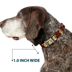 Winnie the Pooh Face Full Color Radial Brown Fade Seatbelt Buckle Collar - Winnie the Pooh Character Poses