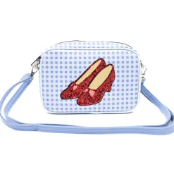 Wizard of Oz Bag, Cross Body, The Wizard of Oz Dorothy Sequined Ruby Slippers with Toto Pose, Blue, Vegan Leather