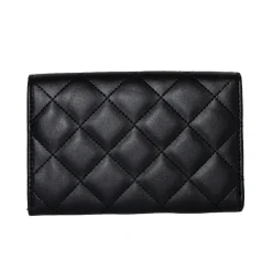 Women's Fold Over Wallet Rectangle Quilted PU - Disney Signature D Logo Gold Enamel