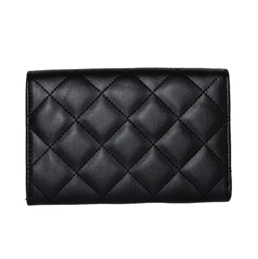 Women's Fold Over Wallet Rectangle Quilted PU - Disney Signature D Logo Gold Enamel
