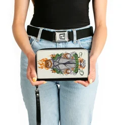 Women's PU Zip Around Wallet Rectangle - Nightmare Before Christmas LONG LIVE THE PUMPKIN KING Jack Corpse Pose Ivory Grays Orange Green