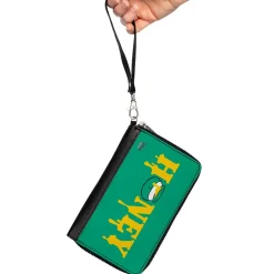 Women's PU Zip Around Wallet Rectangle - Winnie the Pooh Dripping HONEY Green Yellow