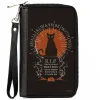 Women's PU Zip Around Wallet Rectangle - HOCUS POCUS Emily Binx I SHALL ALWAYS BE WITH YOU Black White Orange