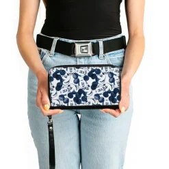 Women's PU Zip Around Wallet Rectangle - Mickey Mouse Expression Impressions Stacked Blues