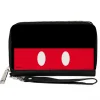 Women's PU Zip Around Wallet Rectangle - Mickey Mouse Short Buttons Black Red White