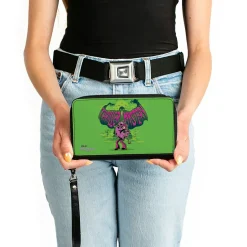Women's PU Zip Around Wallet Rectangle - Shaggy Carrying Scooby-Doo THRILLER MYSTERY Ghost Greens