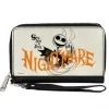 Women's PU Zip Around Wallet Rectangle - Nightmare Before Christmas Jack and Zero SEE YOU IN YOUR NIGHTMARE Pose White Black Orange