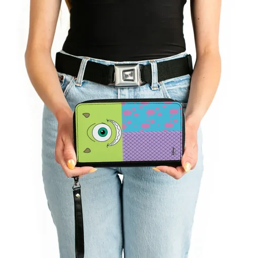 Women's PU Zip Around Wallet Rectangle - Monsters 3-Character Bounding Blocks