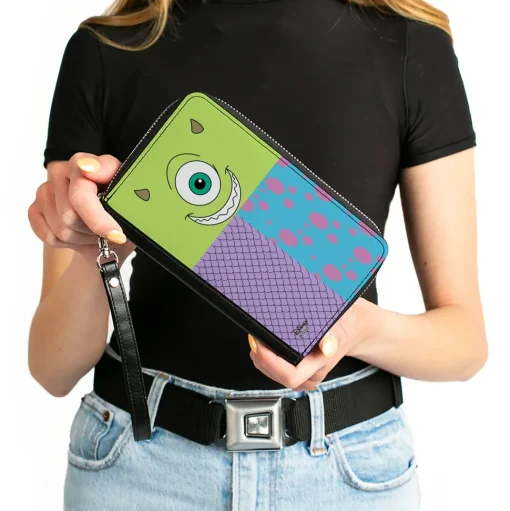 Women's PU Zip Around Wallet Rectangle - Monsters 3-Character Bounding Blocks