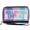 Women's PU Zip Around Wallet Rectangle - HOLLYWOOD UNDEAD Text Logo Block Aura White