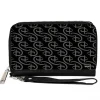 Women's PU Zip Around Wallet Rectangle - Disney Signature D Monogram Black Gray