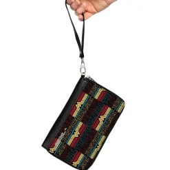 Women's PU Zip Around Wallet Rectangle - Wonder Woman 1984 TRUTH LOVE & JUSTICE Black Blue Red Gold