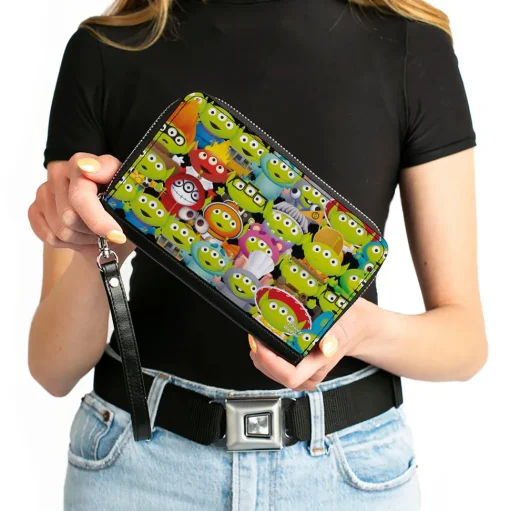 Women's PU Zip Around Wallet Rectangle - Pixar Alien Remix Collage