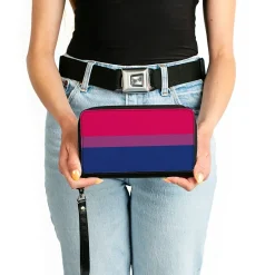 Women's PU Zip Around Wallet Rectangle - Flag Bisexual Pink Purple Blue