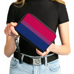 Women's PU Zip Around Wallet Rectangle - Flag Bisexual Pink Purple Blue