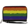 Women's PU Zip Around Wallet Rectangle - Rainbow Stripe Painted