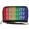 Women's PU Zip Around Wallet Rectangle - EQUALITY Blocks Rainbow Blue White
