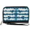 Women's PU Zip Around Wallet Rectangle - Mickey Mouse Ears Icon Tie Dye Reflection White Blues