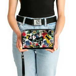 Women's PU Zip Around Wallet Rectangle - Batman and Gotham City Villains Graffiti Collage White Multi Color