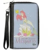 Women's PU Zip Around Wallet Rectangle - THE LITTLE MERMAID Flounder and Ariel Pose Blue