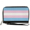 Women's PU Zip Around Wallet Rectangle - Flag Transgender Baby Blue Baby Pink White