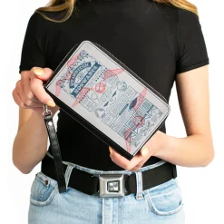 Women's PU Zip Around Wallet Rectangle - Harry Potter QUIDDITCH AT HOGWARTS Rules Collage White Blue Red