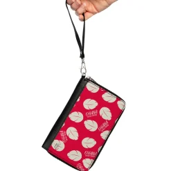 Women's PU Zip Around Wallet Rectangle - Lilo & Stitch OHANA MEANS FAMILY Bounding Lilo Dress Leaves Red Ivory