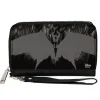 Women's PU Zip Around Wallet Rectangle - Maleficent Phoenix Silhouette Black Grays