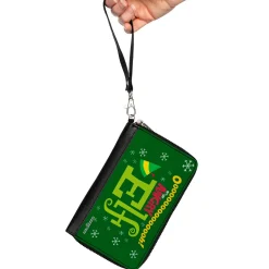 Women's PU Zip Around Wallet Rectangle - Elf OH HE'S AN ANGRY ELF Quote Greens Yellow Red
