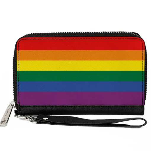 Women's PU Zip Around Wallet Rectangle - Flag Pride Rainbow