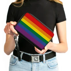 Women's PU Zip Around Wallet Rectangle - Flag Pride Rainbow