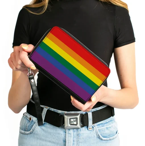 Women's PU Zip Around Wallet Rectangle - Flag Pride Rainbow