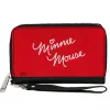 Women's PU Zip Around Wallet Rectangle - MINNIE MOUSE Script and Bow Reds White