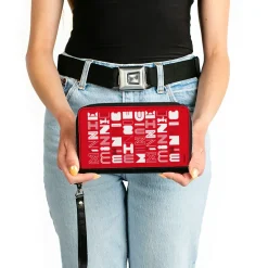 Women's PU Zip Around Wallet Rectangle - Minnie Mouse MINNIE Typography Red White