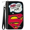 Women's PU Zip Around Wallet Rectangle - Superman Shield THIS LOOKS LIKE A JOB FOR...Superman Shield Halftone Black Blue