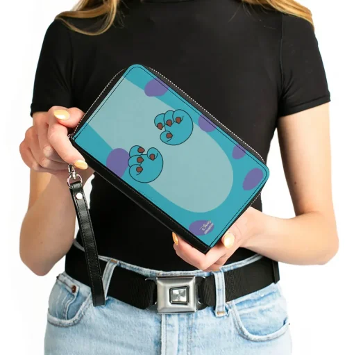 Women's PU Zip Around Wallet Rectangle - Monsters Inc. Sulley Body Blues Purple