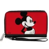 Women's PU Zip Around Wallet Rectangle - Mickey Mouse Classic Pose CLOSE-UP Red Black White