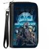 Women's PU Zip Around Wallet Rectangle - HOLLYWOOD UNDEAD Comic Crew Skull Black Blues
