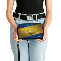 Women's PU Zip Around Wallet Rectangle - THE POLAR EXPRESS ROUND TRIP Train Ticket Blues Golds