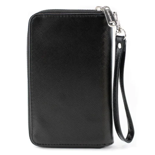 Women's PU Zip Around Wallet Rectangle - Superman Shield CLOSE-UP Outlines Black Yellow Orange Hot Pink