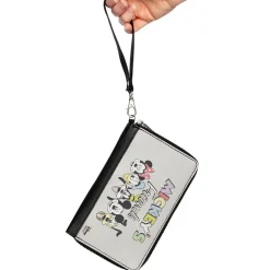 Women's PU Zip Around Wallet Rectangle - MICKEY'S FRIENDS The Fab Five Faces Gray