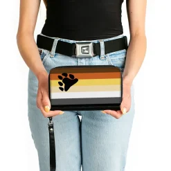 Women's PU Zip Around Wallet Rectangle - Flag Bear Pride2 Black Brown Orange Yellow Tan White Gray Black