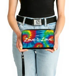 Women's PU Zip Around Wallet Rectangle - LOVE IS LOVE BD Tie Dye White