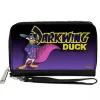 Women's PU Zip Around Wallet Rectangle - DARKWING DUCK Standing Pose Purple Fade