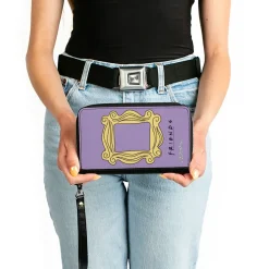 Women's PU Zip Around Wallet Rectangle - Friends Monica's Peephole Frame Lavender Yellow