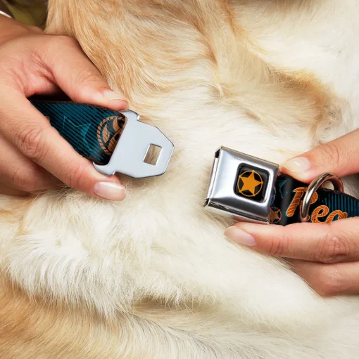 Woody Sherriff Star Reverse Brushed Seatbelt Buckle Collar - Woody REACH FOR THE SKY Denim Blue Print